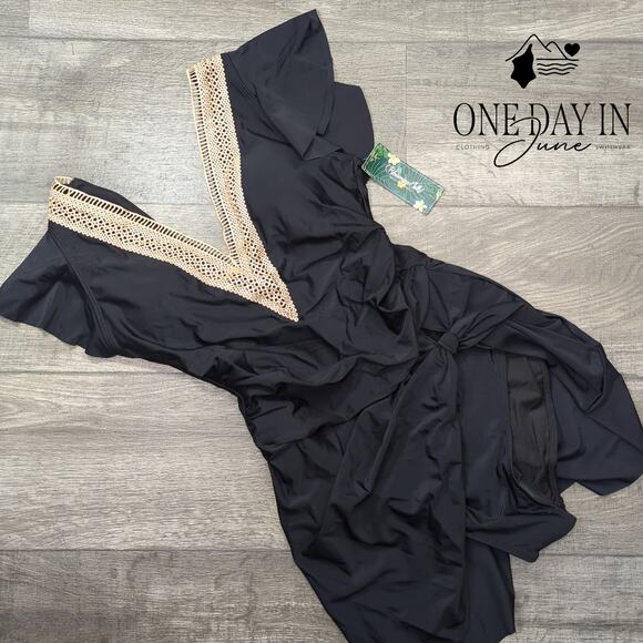 Blooming Jelly V Neck One Piece Swimsdress Swimsuit Size M - Picture 2 of 6